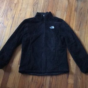 Black fuzzy north face jacket